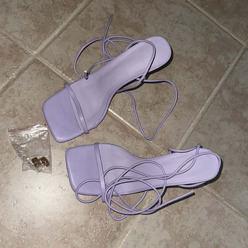 MESHKI wrap around heeled sandal